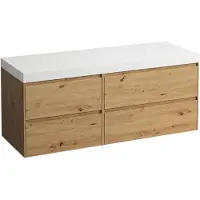 Laufen LANI Plan de toilette blanc mat avec meuble sous-lavabo, sans découpe, grand tiroir à droite, 1370x495x580mm, H4045811122671