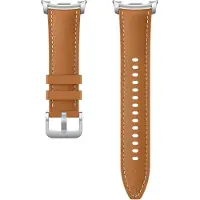 Samsung Bracelet Original Hybrid en cuir vegan Galaxy Watch 8 (40/44mm) / Classic (46mm) - Taille S/M/L - Camel