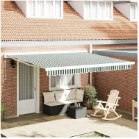 vidaXL , tissu de remplacement pour stores, vert et blanc, 380 x 295 cm, polyester