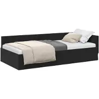 vidaXL Sommier d'angle avec tête de lit noir 80 cm x 200 cm velours