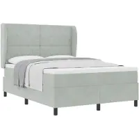 vidaXL Lit boxspring avec tête de lit, gris clair, 200 x 140 cm, velours