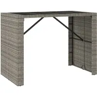 Syfax Table de bar avec plateau en verre Gris 145x80x110 cm Poly rotin