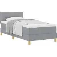 vidaXL Lit boxspring avec coussins, gris clair, 90 x 190 cm, tissu