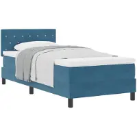 vidaXL Lit boxspring avec matelas bleu foncé 90 x 200 cm velours