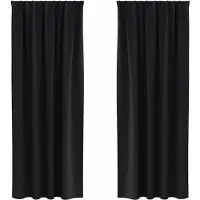 vidaXL Rideaux occultants avec anneaux 2 pcs noir 245 x 140 cm
