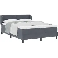 vidaXL Lit boxspring avec tête de lit gris foncé 140 x 190 cm velours