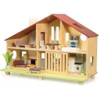 Mentari Maison de poupées en bois Cedar Chalet avec meubles - Jouets éducatifs