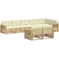 vidaXL Ensemble de salon de jardin , 8 pièces, blanc et crème, en polyester