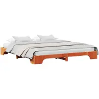 vidaXL Cadre de lit brun cireux 200 x 200 cm Pin massif