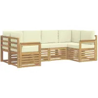 vidaXL Ensemble de canapés d'extérieur , 5 pièces, blanc et crème, 245 x 128,5 x 73 cm