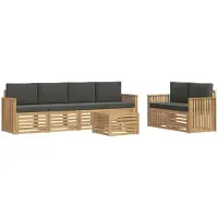 vidaXL Ensemble de salon de jardin , 7 pièces, blanc et anthracite, en polyester