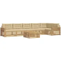 vidaXL Ensemble de canapés d'extérieur , 7 pièces, blanc et beige, 79 x 79 x 37 cm