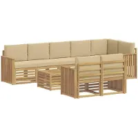 vidaXL Ensemble de canapés d'extérieur , 9 pièces, blanc et beige, 59 x 59 x 37 cm