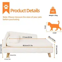 StarTech.com Lit pour animaux de compagnie - Canapé en forme de L pour chiens et chats, taille M - Imperméable et chaud - Coussin en peluche doux - Surélevé avec des pieds en bois - Beige