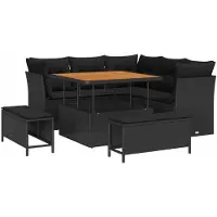 vidaXL Ensemble de canapé de jardin avec coussin avec mémoire 8 pcs noir