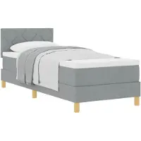 vidaXL Lit boxspring avec coussin, gris clair, 80 x 200 cm, tissu