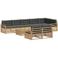 vidaXL Ensemble de salon de jardin , 9 pièces, blanc et anthracite, en polyester