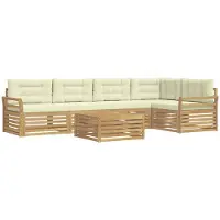 vidaXL Ensemble de canapés d'extérieur , 6 pièces, blanc et crème, en polyester