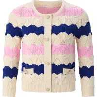 Rich & royal Cardigan beige / bleu foncé / rose