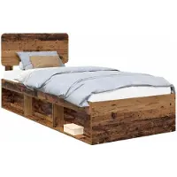 vidaXL Cadre de lit en vieux bois 90 x 190 cm Pin massif