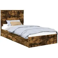 vidaXL Lit de rangement Chêne fumé 100 x 200 cm Bois composite