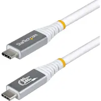 StarTech.com .com Câble USB4 de 1,5m, 80 Gbit/s, Câble USB-C USB-IF, 240 W PD, 8K 120 Hz/4K 240 Hz DP2.1 DP80, Gaine en TPE, Compatible Thunderbolt 4 - Cordon USB-C Blanc