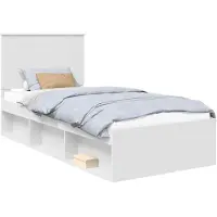 vidaXL Cadre de lit avec tête de lit blanc 90 x 200 cm Pin massif