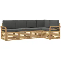 vidaXL Ensemble de salon de jardin 5 pièces, blanc et anthracite, en polyester