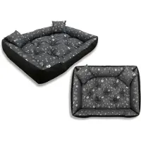 AIO Factory Lit pour chien parc 130x105 cm imperméable os argentés