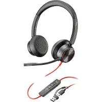 HP Poly Poly Blackwire 8225 Stereo USB-C Headset +USB-C/A Adapter