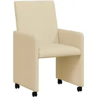 vidaXL Chaises de salle à manger à roulettes, lot de 2, couleur crème, 57 x 66 x 94 cm, tissu