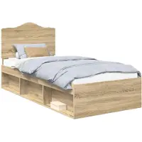 vidaXL Cadre de lit avec tête de lit Sonoma 90 x 190 cm Pin massif