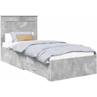 vidaXL Cadre de lit avec tête de lit Béton Gris 100 x 200 cm Bois composite