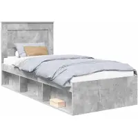 vidaXL Cadre de lit avec tête de lit Béton 90 x 200 cm Pin massif