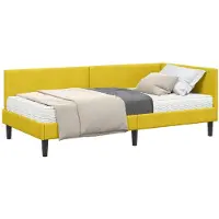vidaXL Cadre de lit d'angle avec matelas Autres 2 pcs jaune velours