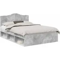 vidaXL Cadre de lit avec tête de lit béton 140 x 190 cm Pin massif
