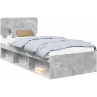 vidaXL Cadre de lit Béton Gris 100 x 200 cm Pin massif