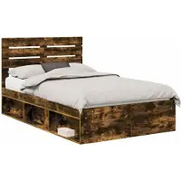 vidaXL Cadre de lit Chêne fumé 120 x 200 cm Pin massif