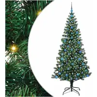 vidaXL Sapin de Noël artificiel pré-éclairé Vert 210 cm PVC et métal