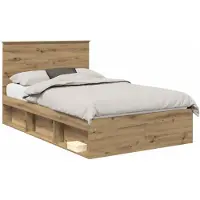 vidaXL Cadre de lit avec tête de lit artisanale en chêne 120 x 190 cm