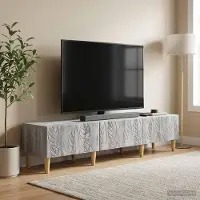 Prolenta Meuble TV exclusif - Dimensions : 147 x 34,5 x 30 cm - Couleur : gris Sonoma - Matériau : bois composite
