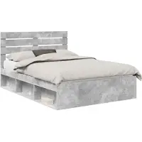 vidaXL Cadre de lit Béton Gris 150 x 200 cm Pin massif
