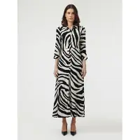 Y.A.S Savanna Long Shirt 3/4 Sleeve Long Dress Beige,Noir L Femme