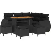vidaXL Ensemble de canapés de jardin , 9 pièces, 8 places, noir, en résine tressée