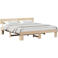vidaXL Cadre de lit avec tête de lit naturelle 180 x 200 cm Pin massif