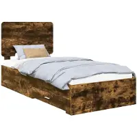 vidaXL Cadre de lit Chêne fumé 90 x 190 cm Bois composite