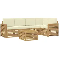 vidaXL Ensemble de canapés d'extérieur , 6 pièces, blanc et crème, en polyester