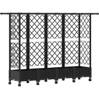 vidaXL Jardinière surélevée avec treillis et toit, noire, 202,5 x 40 x 127 cm, en PP