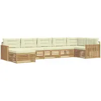 vidaXL Ensemble de salon de jardin 7 pièces, blanc et crème