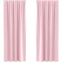 vidaXL Rideaux occultants avec anneaux 2 pcs Rose bébé 225 x 140 cm